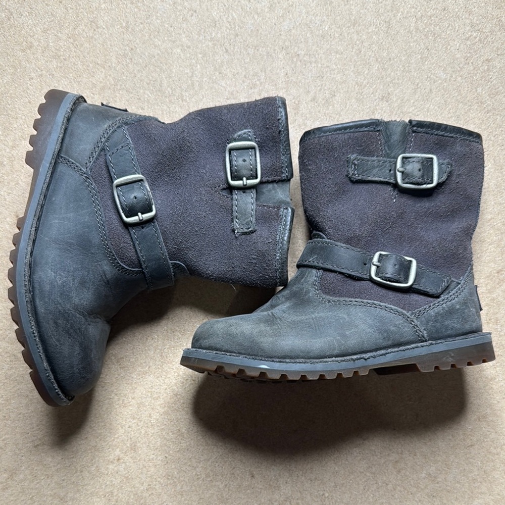 UGG Gray Moto Buckle Boot Toddler Girls Size 7 - Picture 3 of 12
